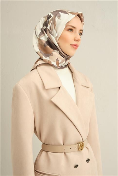 Armine Çiçek Desenli Saf İpek Sura Eşarp 9312D 01
