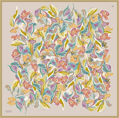 Armine Çiçek Desenli Saf İpek Sura Eşarp 9332D 07