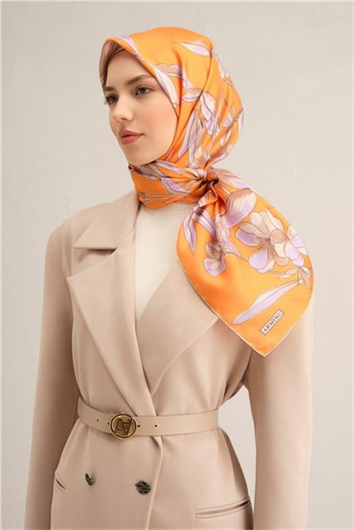 Armine Çiçek Desenli Saf İpek Sura Eşarp 9324D 33