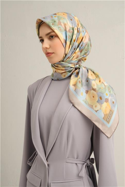 Armine Çiçek Desenli Saf İpek Sura Eşarp 9300D 03