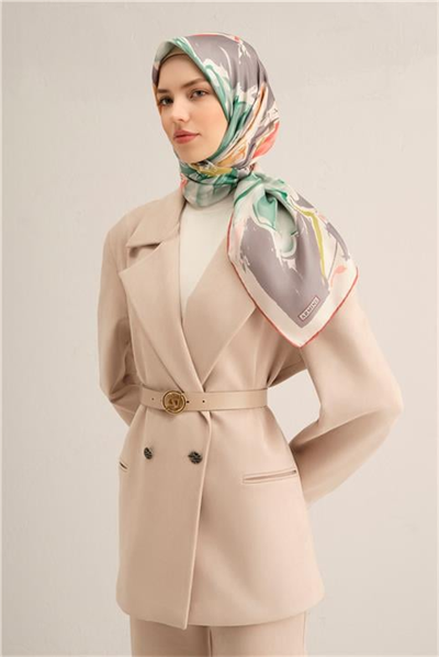 Armine Çiçek Desenli Saf İpek Sura Eşarp 9337D 01