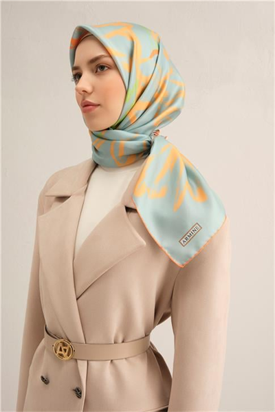 Armine Çiçek Desenli Saf İpek Sura Eşarp 9322D 04