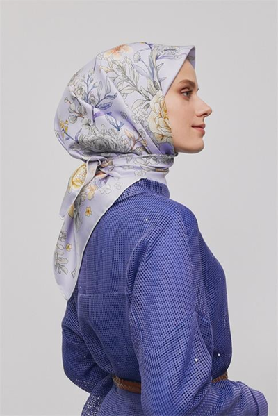 Armine Çiçek Desenli Saf İpek Sura Eşarp 9347D 82