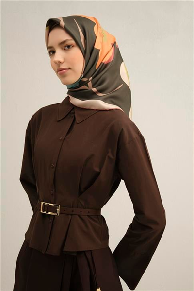 Armine Çiçek Desenli Saf İpek Sura Eşarp 9317D 82