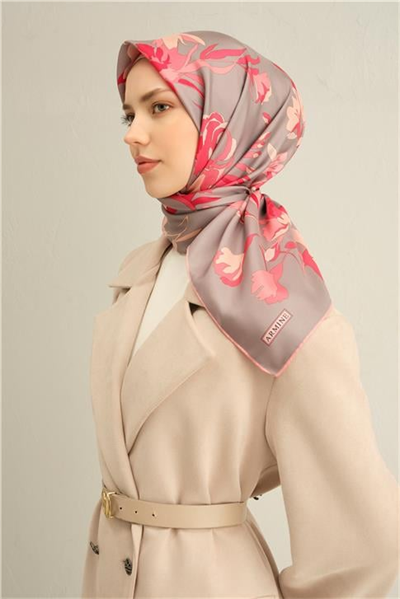 Armine Çiçek Desenli Saf İpek Sura Eşarp 9342D 33