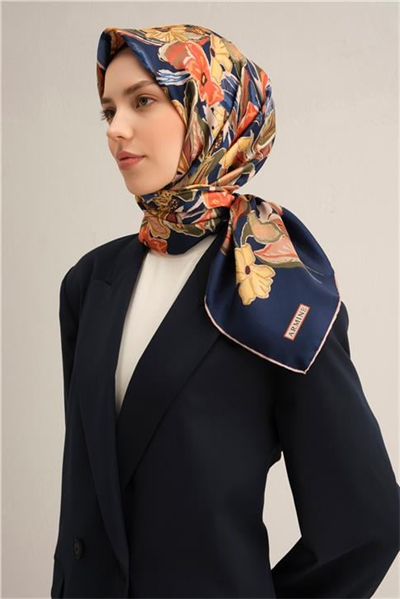 Armine Çiçek Desenli Saf İpek Sura Eşarp 9332D 37