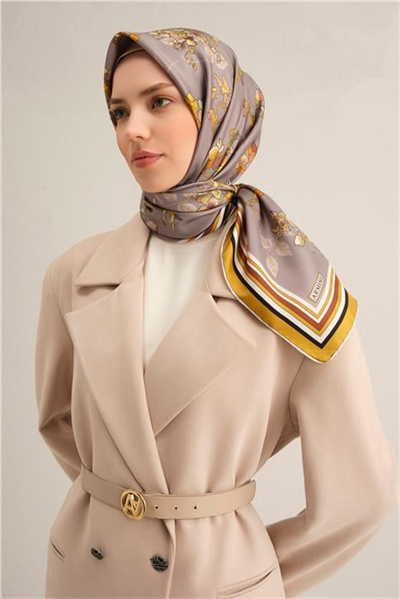 Armine Çiçek Desenli Saf İpek Sura Eşarp 9316D 34