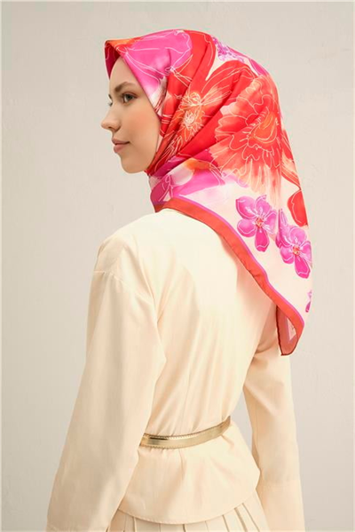 Armine Çiçek Desenli Saf İpek Sura Eşarp 9318D 50