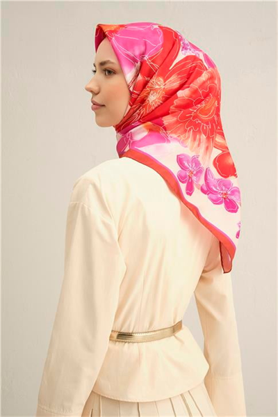 Armine Çiçek Desenli Saf İpek Sura Eşarp 9318D 50