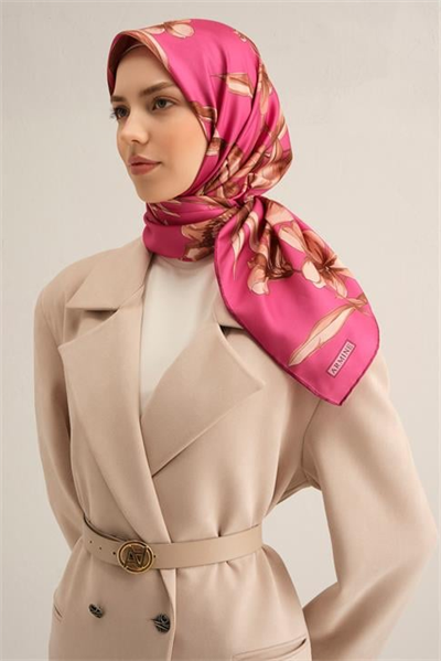 Armine Çiçek Desenli Saf İpek Sura Eşarp 9324D 55