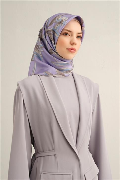 Armine Çiçek Desenli Saf İpek Sura Eşarp 9324D 87