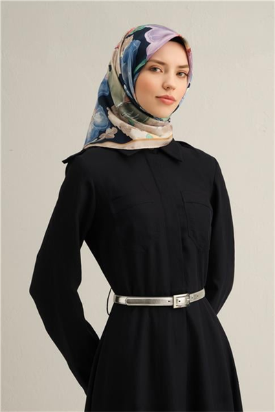 Armine Çiçek Desenli Saf İpek Sura Eşarp 9318D 05