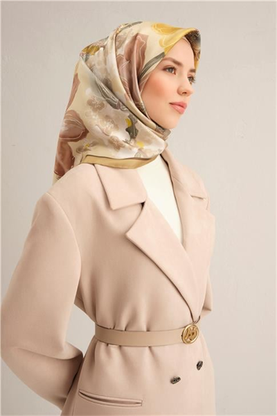Armine Çiçek Desenli Saf İpek Sura Eşarp 9318D 33