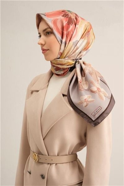 Armine Çiçek Desenli Saf İpek Sura Eşarp 9318D 34