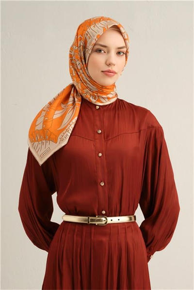 Armine Çiçek Desenli Saf İpek Sura Eşarp 9353D 05