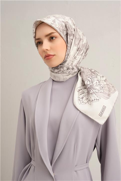 Armine Çiçek Desenli Saf İpek Sura Eşarp 9330D 84