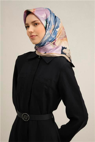 Armine Çiçek Desenli Saf İpek Sura Eşarp 9318D 05