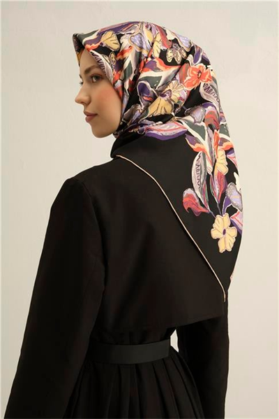 Armine Çiçek Desenli Saf İpek Sura Eşarp 9332D 38