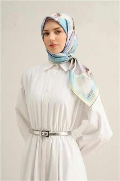 Armine Çiçek Desenli Saf İpek Sura Eşarp 9305D 03