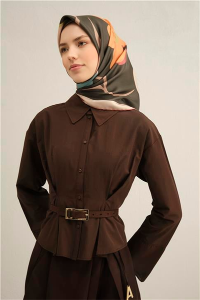 Armine Çiçek Desenli Saf İpek Sura Eşarp 9317D 82