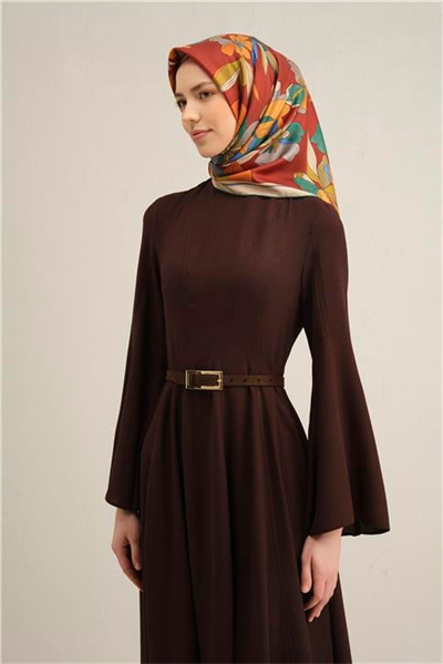 Armine Çiçek Desenli Saf İpek Sura Eşarp 9312D 52