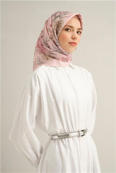 Armine Çiçek Desenli Saf İpek Sura Eşarp 9347D 85