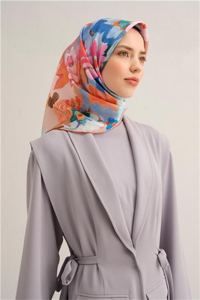 Armine Çiçek Desenli Saf İpek Sura Eşarp 9334D 08