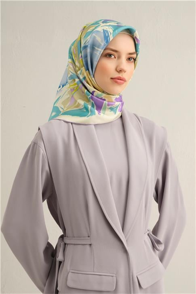 Armine Çiçek Desenli Saf İpek Sura Eşarp 9337D 80
