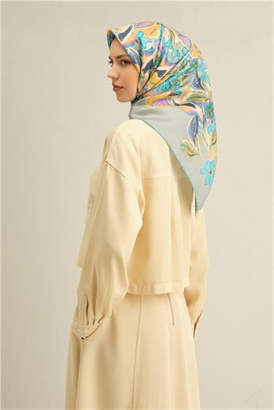 Armine Çiçek Desenli Saf İpek Sura Eşarp 9332D 80