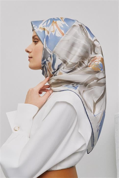 Armine Çiçek Desenli Saf İpek Sura Eşarp 9337D 05