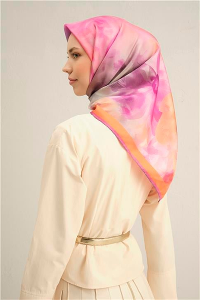 Armine Çiçek Desenli Saf İpek Twill Eşarp 9310D 84