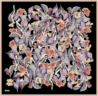Armine Çiçek Desenli Saf İpek Twill Eşarp 9332D 38