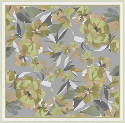 Armine Çiçek Desenli Saf İpek Twill Eşarp 9312D 55