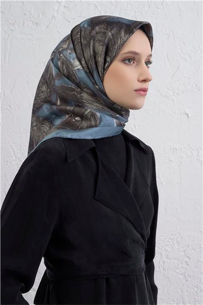 Armine Çiçek Desenli Saf İpek Twill Eşarp 9409D 37