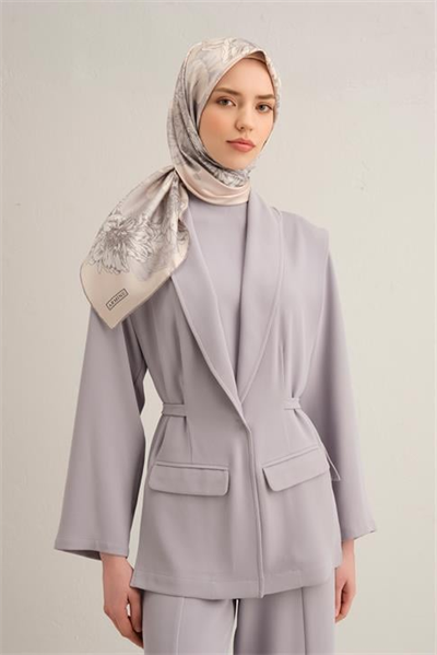 Armine Çiçek Desenli Saf İpek Twill Eşarp 9330D 02