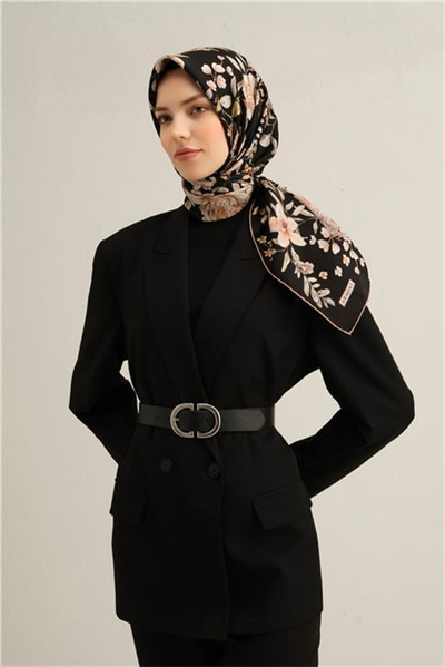 Armine Çiçek Desenli Saf İpek Twill Eşarp 9347D 04