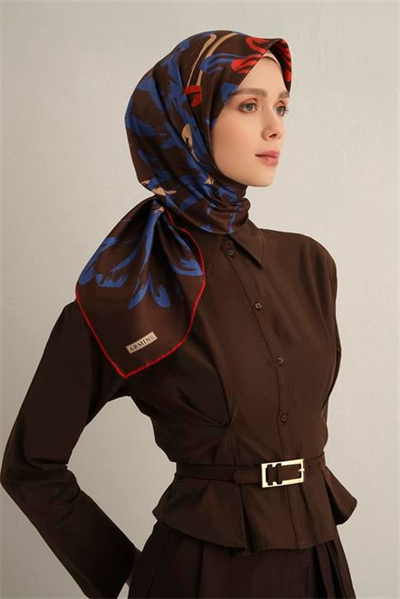Armine Çiçek Desenli Saf İpek Twill Eşarp 9322D 84