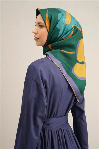 Armine Çiçek Desenli Saf İpek Twill Eşarp 9317D 53