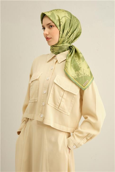 Armine Çiçek Desenli Saf İpek Twill Eşarp 9353D 56