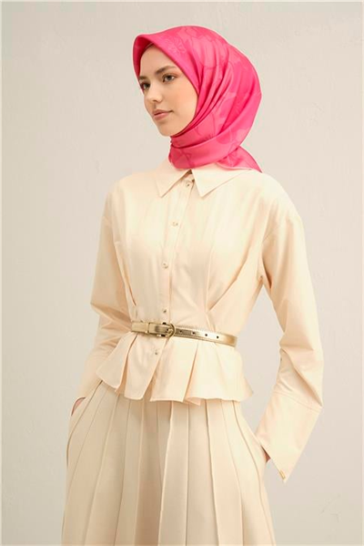 Armine Çiçek Desenli Saf İpek Twill Eşarp 9344D 30