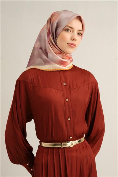 Armine Çiçek Desenli Saf İpek Twill Eşarp 9310D 37