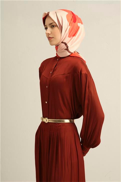 Armine Çiçek Desenli Saf İpek Twill Eşarp 9317D 31