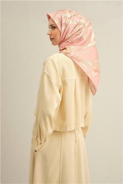 Armine Çiçek Desenli Saf İpek Twill Eşarp 9324D 08