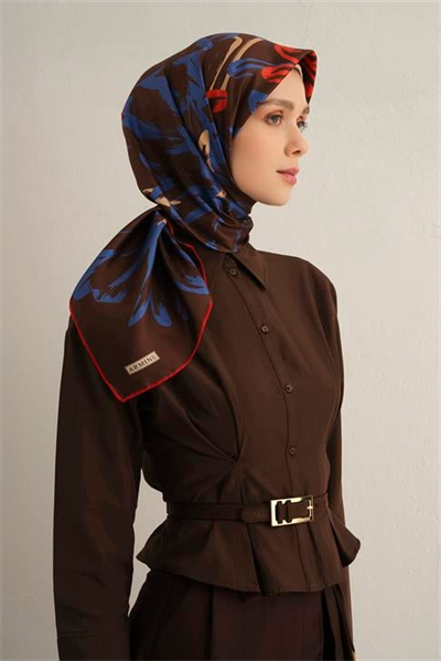 Armine Çiçek Desenli Saf İpek Twill Eşarp 9322D 84
