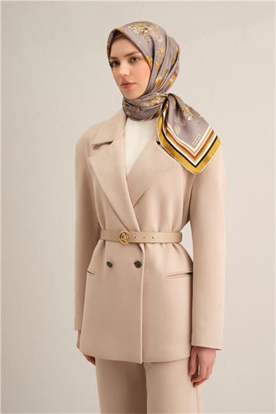 Armine Çiçek Desenli Saf İpek Twill Eşarp 9316D 34