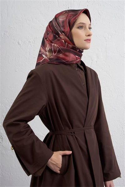 Armine Çiçek Desenli Saf İpek Twill Eşarp 9406D 81