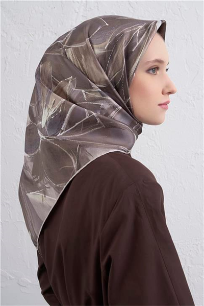 Armine Çiçek Desenli Saf İpek Twill Eşarp 9406D 85