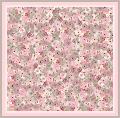 Armine Çiçek Desenli Saf İpek Twill Eşarp 9300D 35