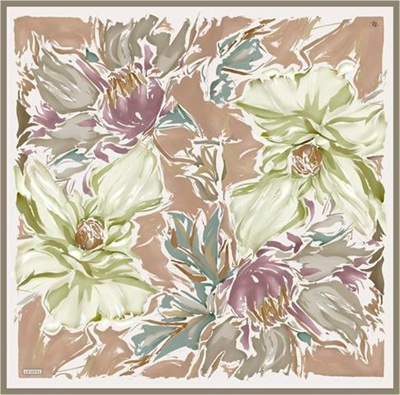 Armine Çiçek Desenli Saf İpek Twill Eşarp 9337D 04