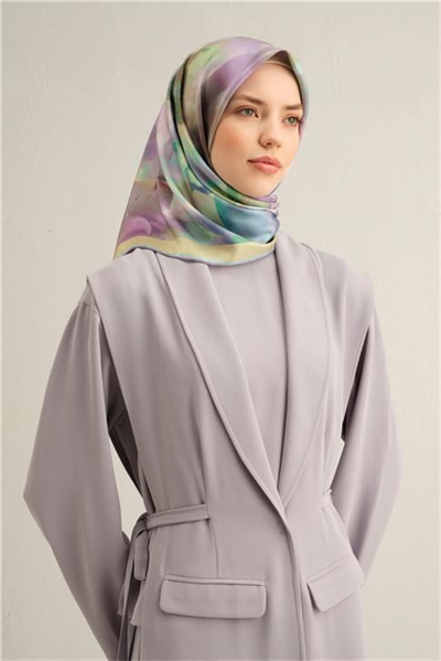 Armine Çiçek Desenli Saf İpek Twill Eşarp 9310D 83